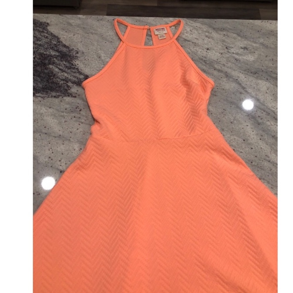 Neon Salmon-Pink Halter Dress